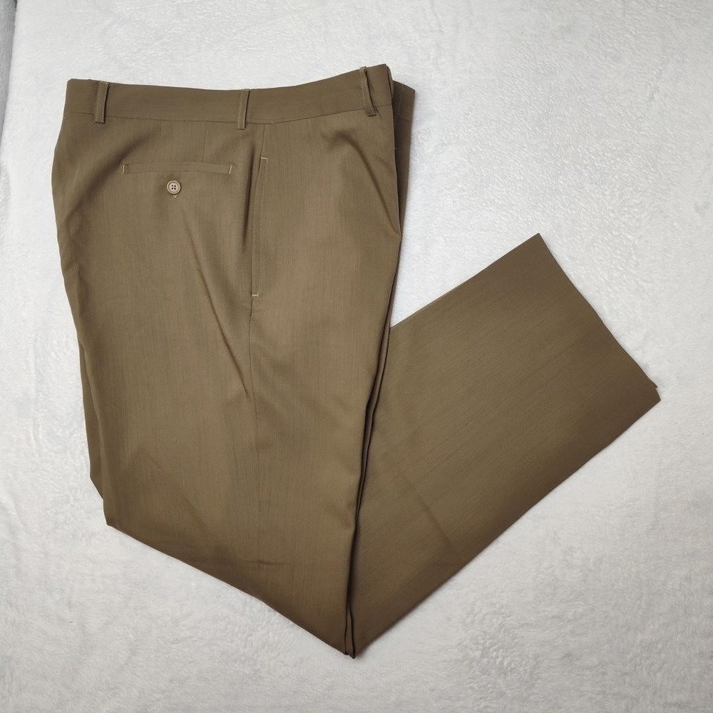 Mark Shale Pants Mens 36x30 Beige 100% Comero Wool Dress Flat Front‎ Italy Suit